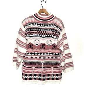 One Step Up | Vintage Grandma Core Fringe Sweater Size Small